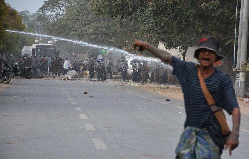 Two people were killed and after police fired at protesters in Mandalay  / KAUNG ZAW HEIN