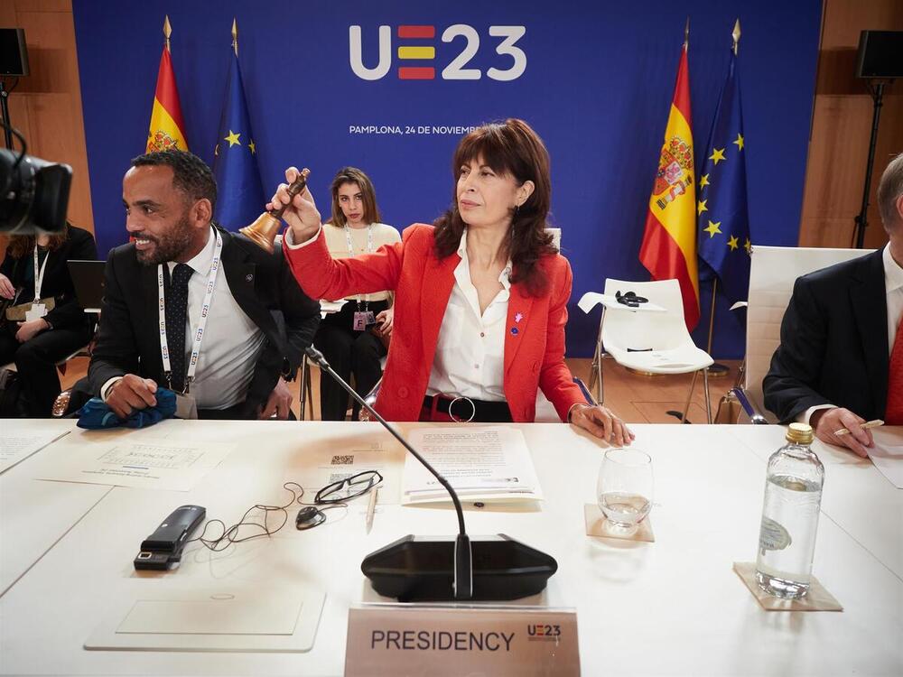 La ministra de Igualdad, Ana Redondo, en la reunión informal ministerial de Igualdad que se celebra en Pamplona dentro de la Presidencia Española de la Unión Europea. 