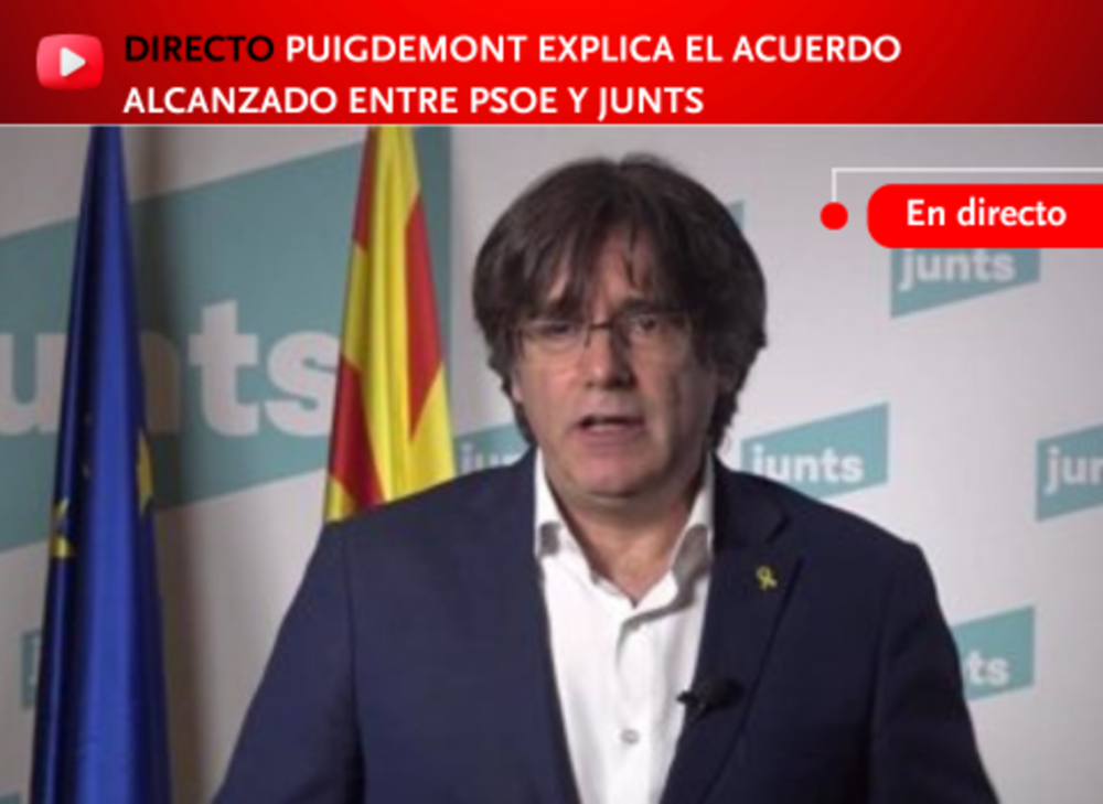 Comparecencia de Carles Puigdemont tras la firma del acuerdo