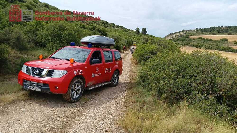 Rescatado un motorista de 46 años accidentado en Falces