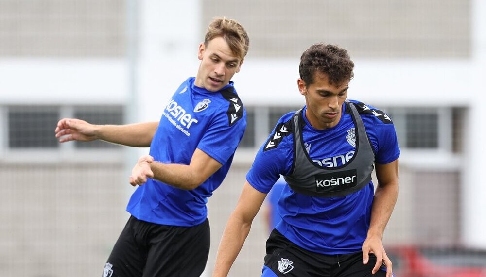 Entrenando en el Tajonar para el partido contra el Leganés