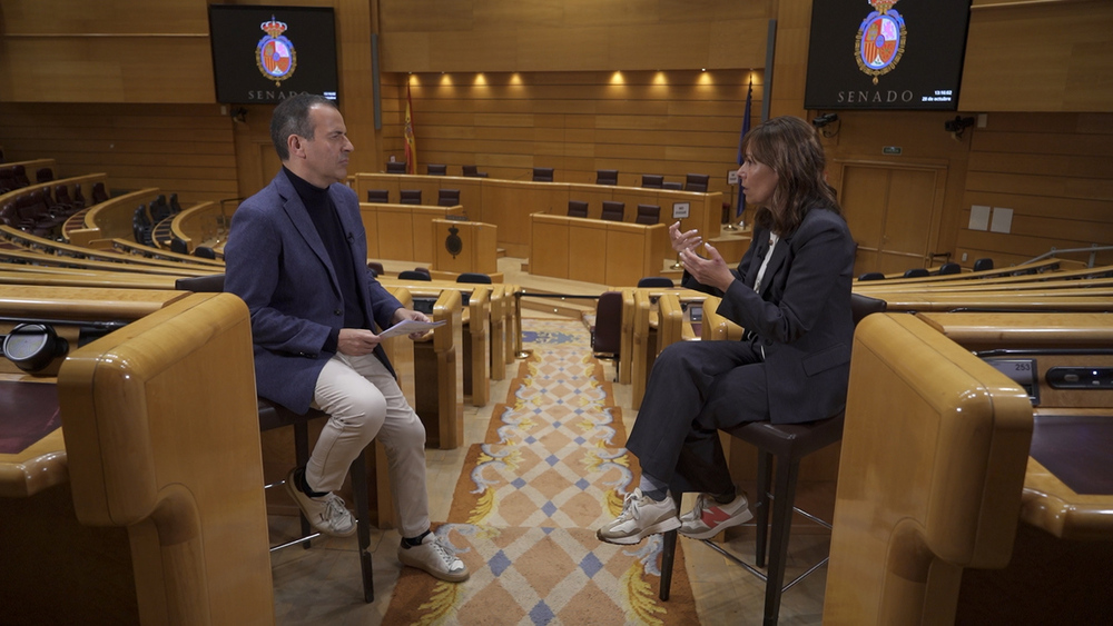 Uxue Barkos en la entrevista concedida al programa Cara a Cara en el Senado