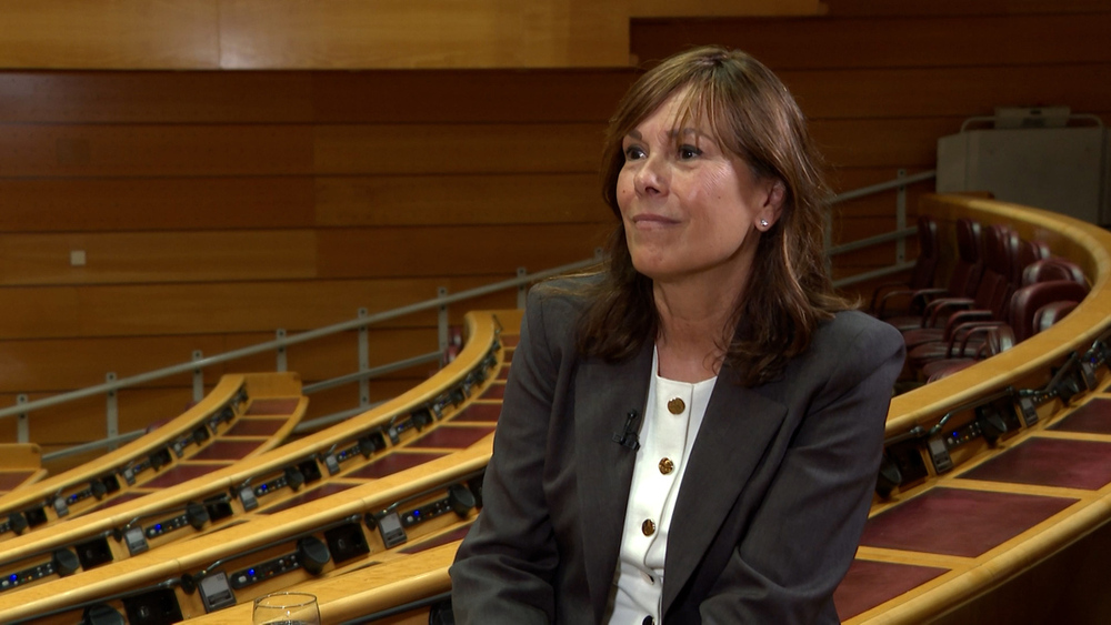 Uxue Barkos en la entrevista concedida al programa Cara a Cara en el Senado