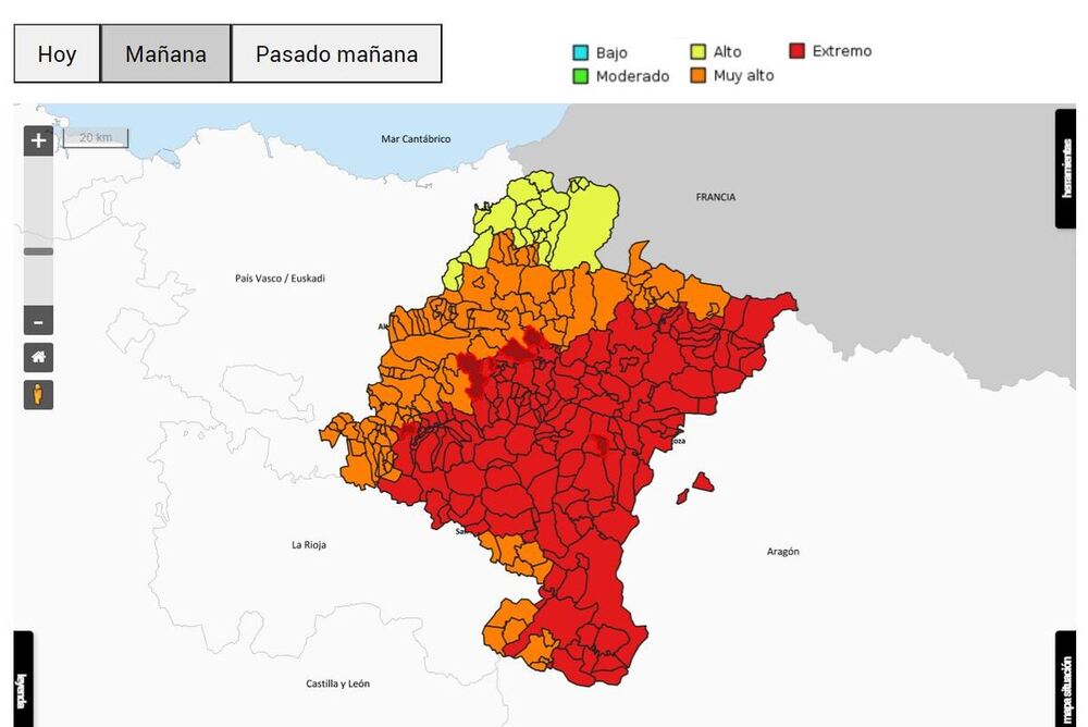 Riesgo de incendio en Navarra este martes