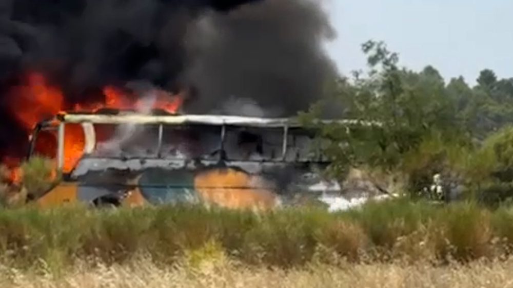 Incendio en un autobús de línea Sangüesa-Pamplona