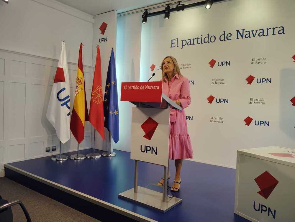 La presidenta de UPN, Cristina Ibarrola, durante la comparecencia 