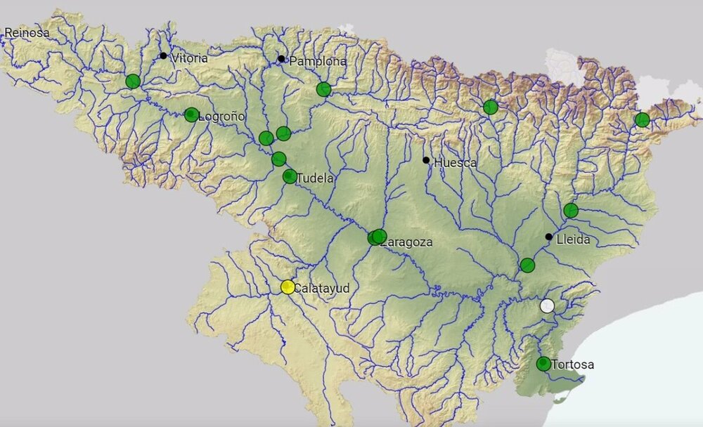 Estado de los caudales en la Confederación Hidrográfica del Ebro (CHE)