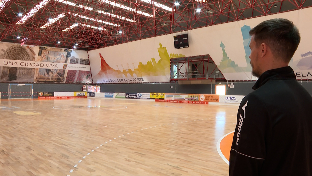 David García, capitán del ATP Iluminación Tudelano Ribera Navarra Fútbol Sala, en la 'Caldera'. 