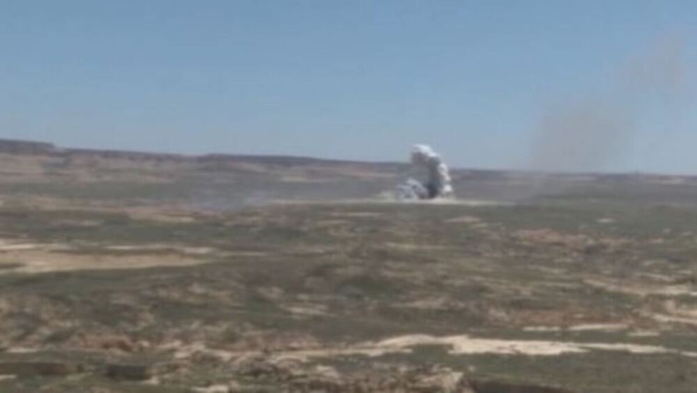 Una de las maniobras militares en las Bardenas