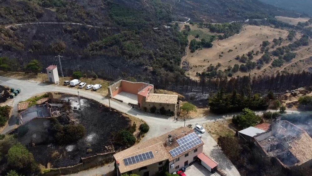 Imagen aérea de los incendios de la zona de Belascoáin y Arguiñariz