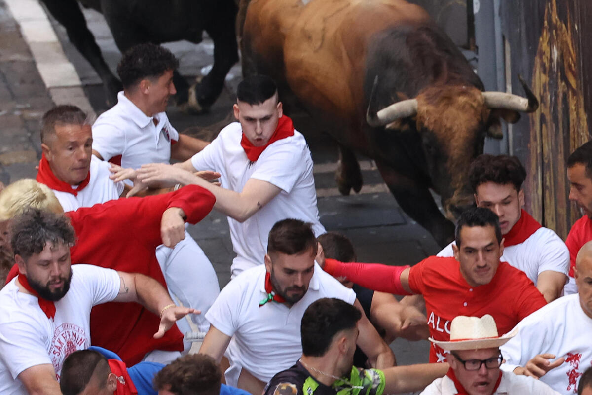 Segundo encierro de San Fermín con la ganadería Cebada Gago  / EFE