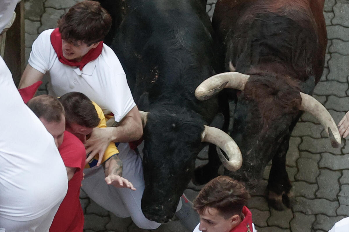 Segundo encierro de San Fermín con la ganadería Cebada Gago  / EFE