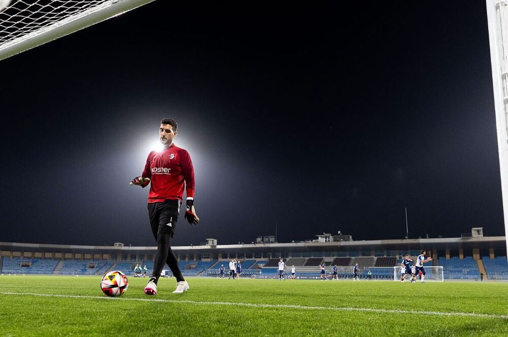 Sergio Herrera durante el entrenamiento de ayer