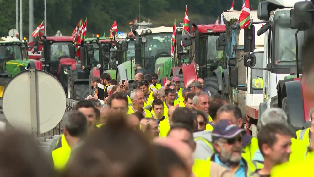 Los tractores en la frontera con Francia