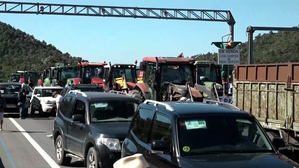 Los tractores en la frontera con Francia