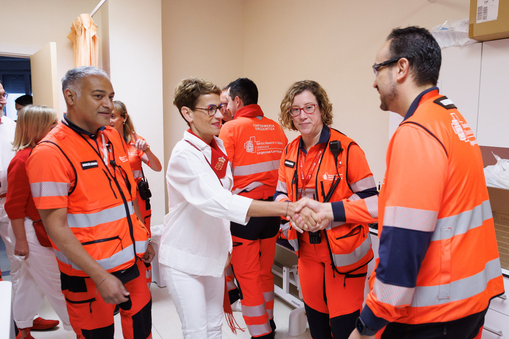 La Presidenta Chivite agradece la imprescindible labor del personal del ámbito sanitario, voluntario y de seguridad que atiende los encierros