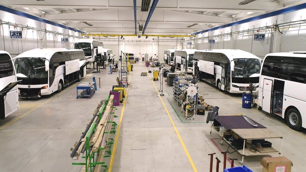 Imagen de archivo de la fabricación de autobuses de última generación