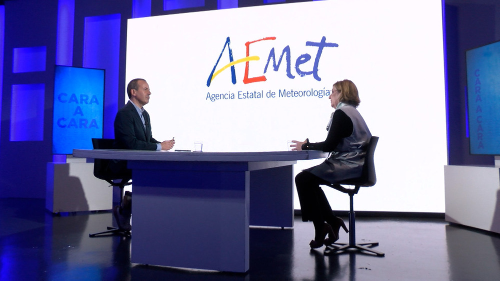 Paloma Castro, delegada en Navarra de la Agencia Estatal de Meteorología, en el programa Cara a Cara de Navarra Televisión