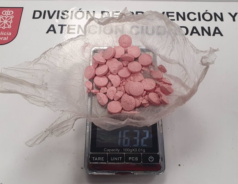 Imagen de las 28 pastillas de éxtasis decomisadas en la detención de Ansoáin por tráfico de drogas