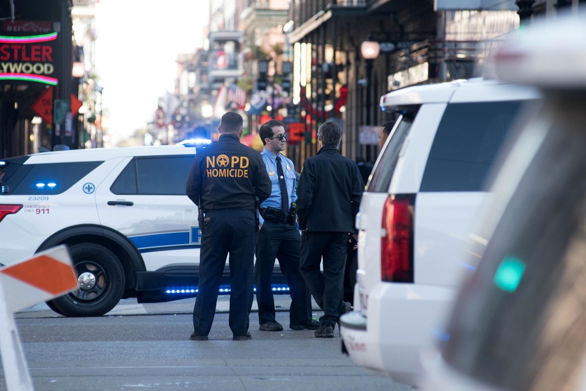 Aftermath of a car ramming into crowd in New Orleans