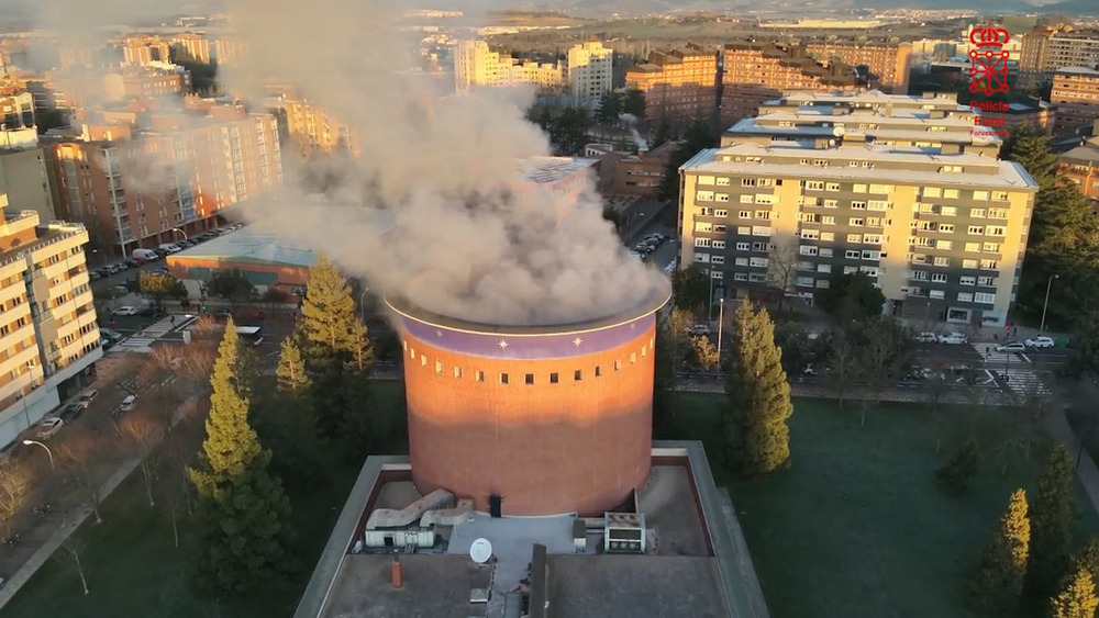 Imagen aérea del incendio del Planetario