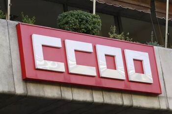 Archivo- Sede CCOO en Madrid, logo de Comisiones Obreras
