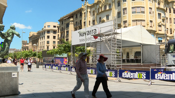 Arranca el montaje de la carpa de Navarra TV para San Fermín