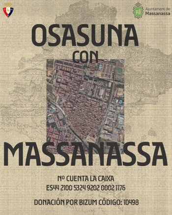 Osasuna alcanza 312.000 euros para donar a Massanassa