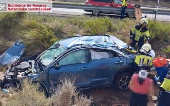 Trasladadas dos personas en Tudela tras chocar en la AP-68